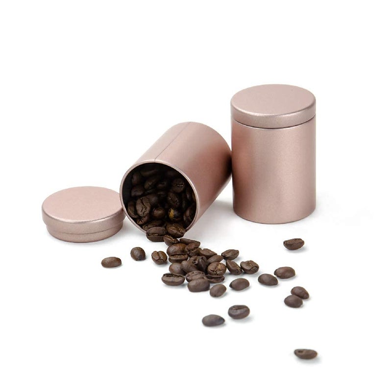 Tianhui Small Tin Can Box with Airtight Lids Canister for Coffee Tea Candy Storage Loose Leaf Tea Tin Containers Storage 5 Pcs (Gold, S) - Image 5